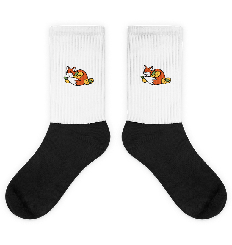 Foxy Embroidered - Black Foot Sublimated Socks
