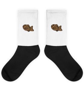 Taiyaki - Embroidered Black Foot Sublimated Socks