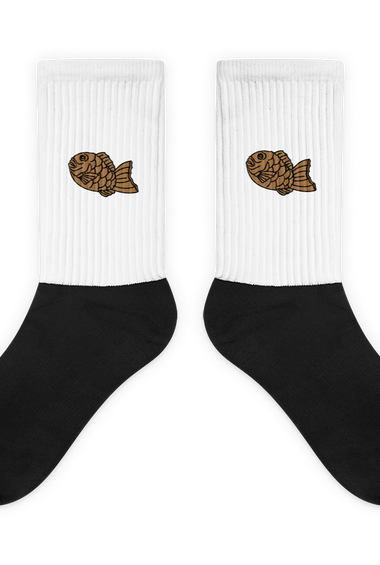 Taiyaki - Embroidered Black Foot Sublimated Socks