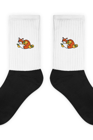 Foxy Embroidered - Black Foot Sublimated Socks