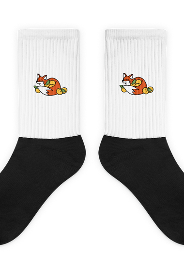 Foxy Embroidered - Black Foot Sublimated Socks